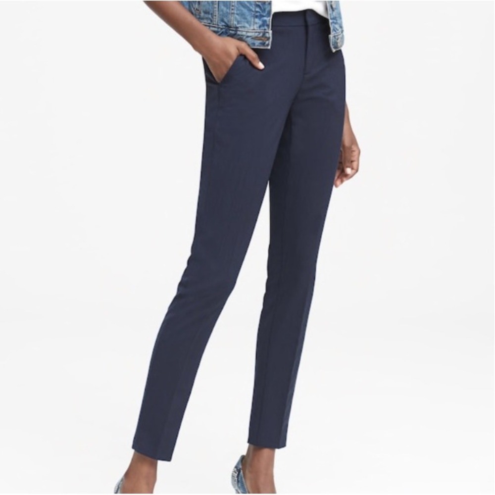 Banana Republic Ryan Fit Dress Pants Wool Blend Slim Straight Navy Blue Size 8L